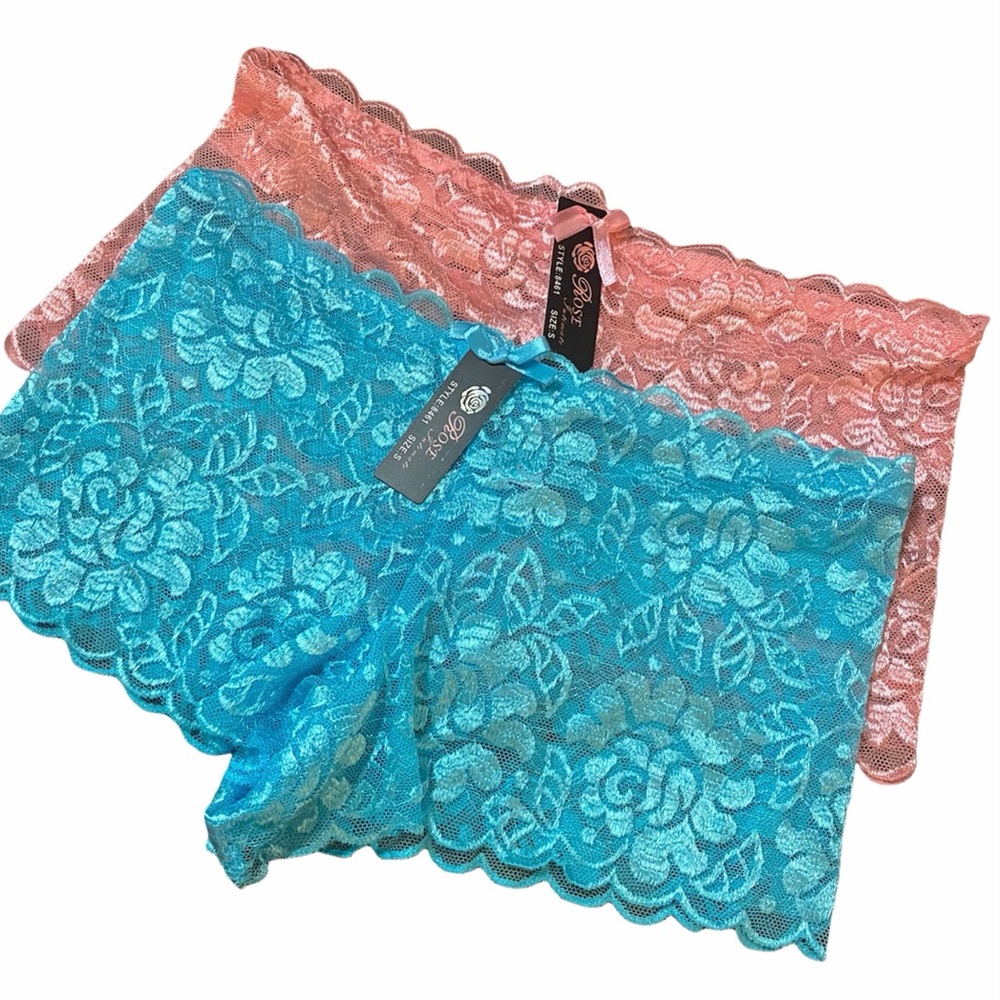 Bundle of Two Pairs of Lace Boyshorts, Blue & Pink, Small, NWT